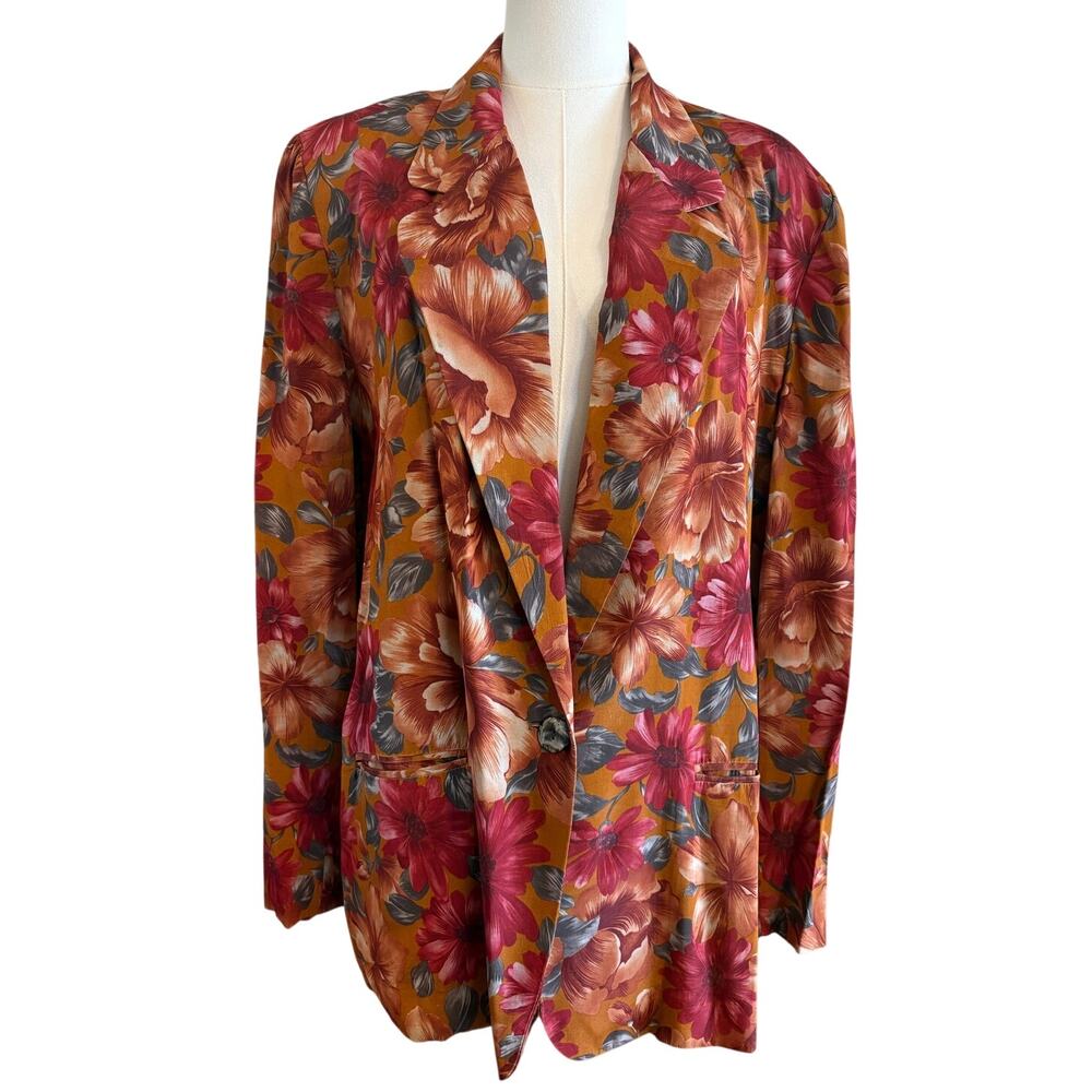 VTG NORTON MCNAUGHTON Floral Blazer | Brown Red Green Cottagecore | SIZE 12